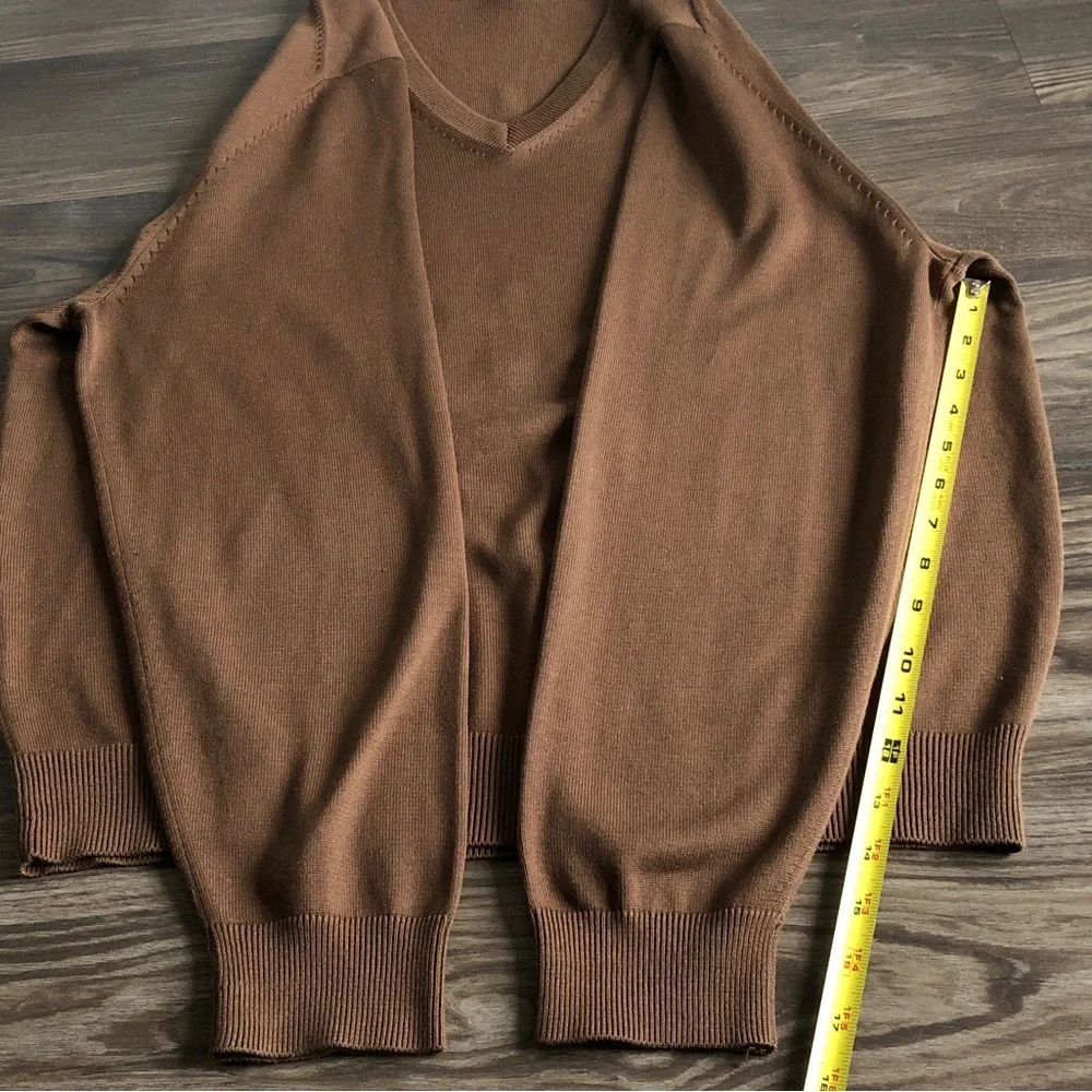 Brooks Brothers Mens V Neck Cotton Silk Sweater Large